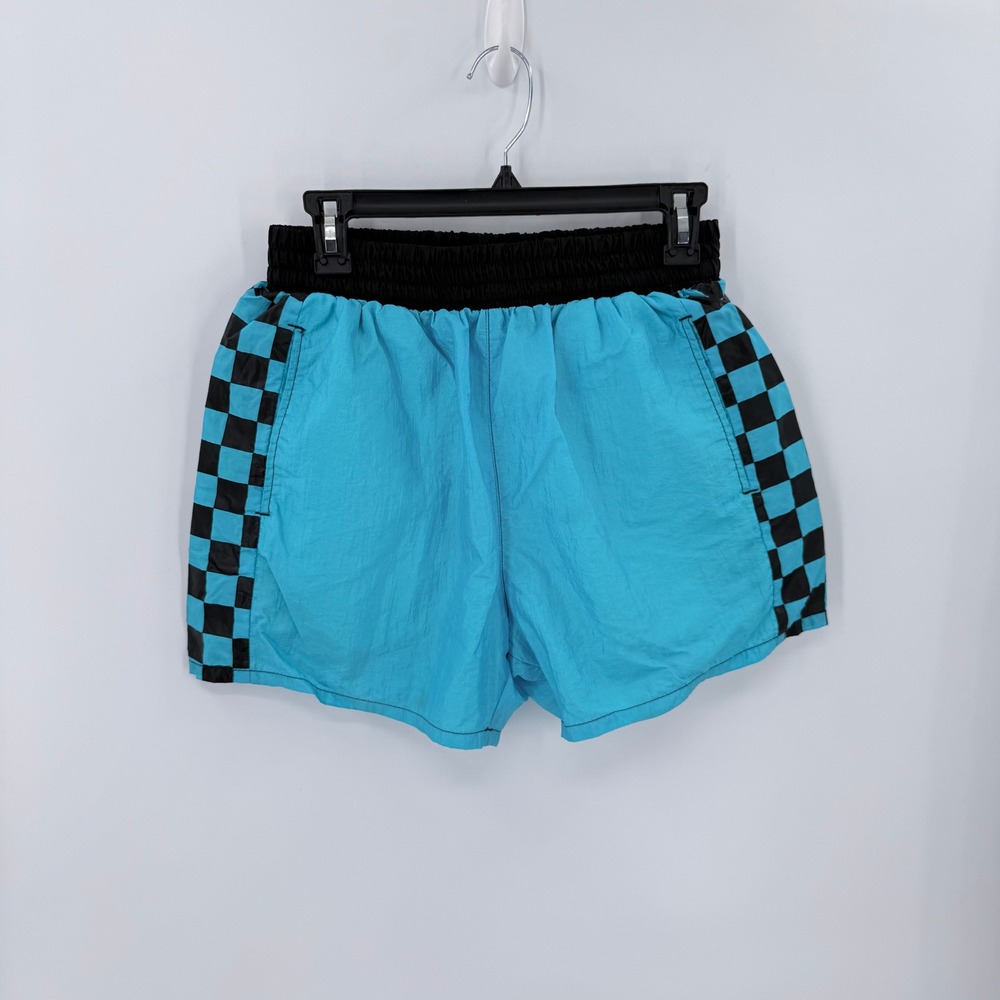 Vintage Sunset Beach by Catalina Blue Checkered Side Stripe Swim Trunks Mens S